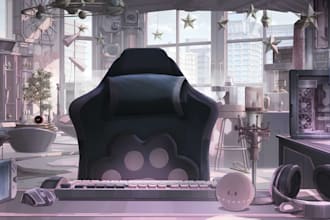 create vtuber streaming room, vrchat world, vr background room or starter screen
