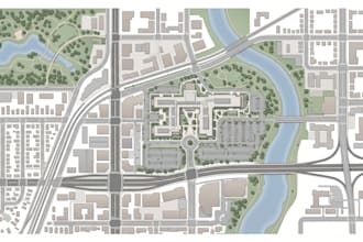 create custom map illustration, flat map, business location map