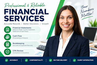 prepare financial statements, cash flow, bookkeeping and CPA review