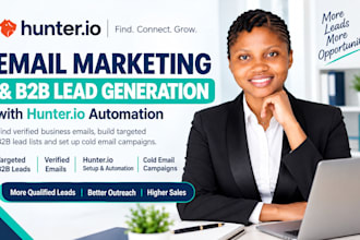 setup hunter io email automation b2b lead generation hunter io cold email list