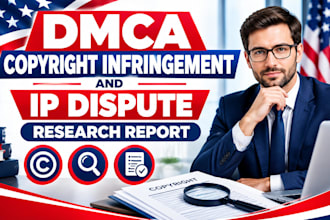 prepare a dmca copyright infringement and IP dispute research report