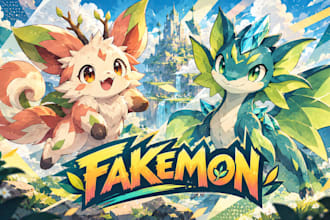 create custom fakemon art, pokemon inspired creature and monster illustration