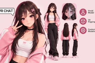 create an anime vrchat avatar with vroid, 3d rigging and custom modeling