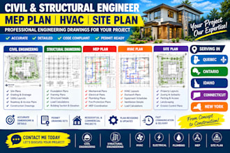 civil and structural engineer mep plan hvac site plan quebec ontario id ct ny