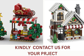 design custom lego christmas mocs, gift with bricklink  studio PDF instruction