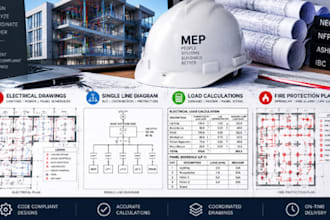create mep electrical drawings sld load calculations and fire plans