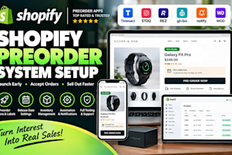 setup shopify preorder system using timesact, stoq, rez, globo, notify and wod