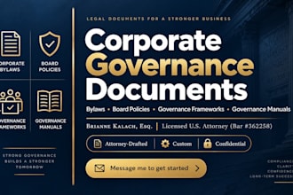 draft comprehensive corporate governance frameworks