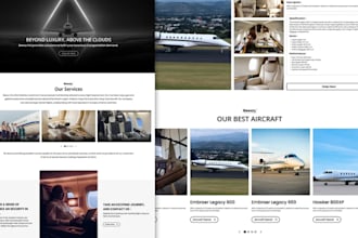 design wordpress jet charter website, aviation website, private jet website