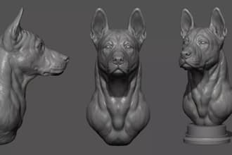 sculpt realistic 3d dog model in zbrush for 3d printing stl file 3d pet