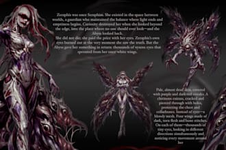 create dark fantasy creature and character concept art