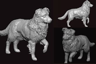 sculpt realistic 3d dog model animal model pet sculpt stl for 3d printing