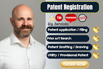 do patent search, drafting, filing and registration, prior art search, uspto