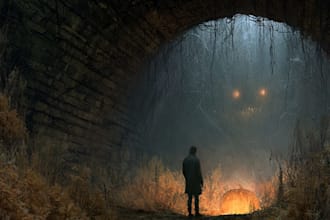 create a dark, horror, underground art illustration