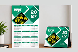 design a custom 2027 wall or desk calendar, yearly monthly calendar for print