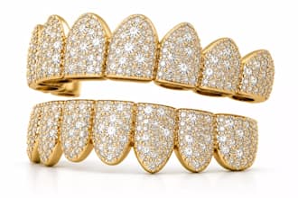 design luxury grillz teeth, realistic jewelry renders for your ecommerce store