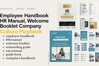 design employee handbook, HR manual, welcome booklet company culture playbook