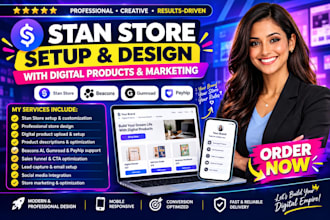 setup, design and optimize your stan store, redbubble for digital products