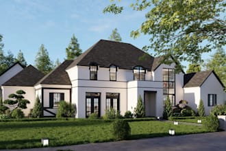 visualize3d luxurious modern house,front elevation,landscape design,basement gym