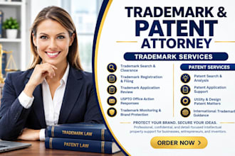handle your US trademark and patent registration as a uspto attorney and search