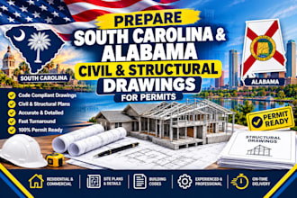 prepare civil and structural drawings for south carolina and alabama