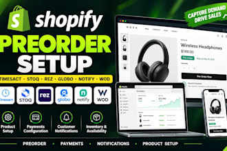 setup shopify preorder store using timesact, stoq, rez, globo, notify me and wod