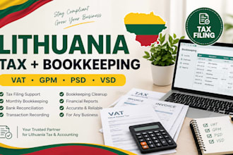 handle lithuania vat gpm PSD vsd tax filing and bookkeeping services