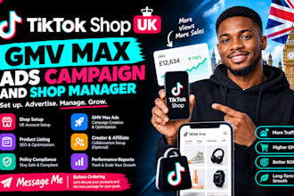 setup tiktok shop UK gmv max ads campaign and shop manager