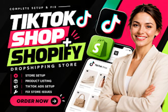 fix tiktok shop, setup tik tok shopify dropshipping store for product brands