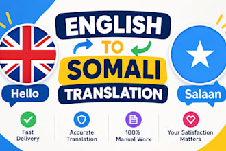 translate english to somali accurately and professionally