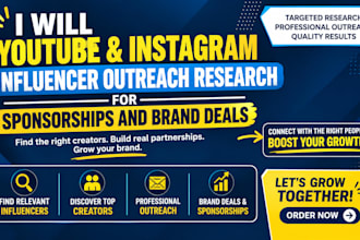 youtube instagram influencer outreach research for sponsorships and brand deals