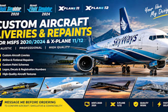 paint msfs 2020 and 2024 xplane  livery and xplane reprint texture aircraft