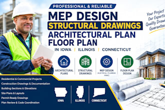 mep design structural drawings architectural plan floor plan in iowa il ct