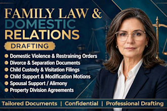 prepare family law motions, pleadings and court documents for your divorce cases