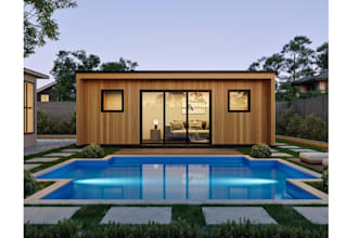 design backyard landscape, garden, pool, patio outdoor 3d rendering