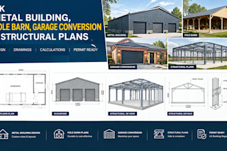 design UK metal building, pole barn, garage conversion and structural plans