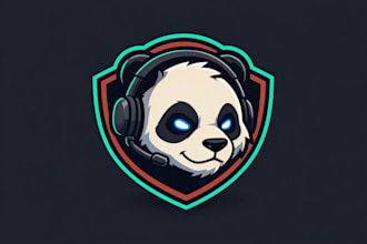 design a gaming panda head mascot logo for your brand