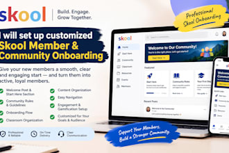 setup customized skool onboarding, skool community onboarding, coaches, creators
