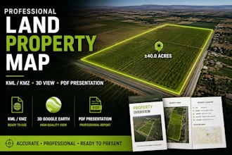 create professional kml map parcel boundary and property gis map