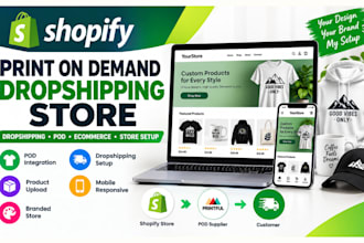 create shopify ecommerece website print on demand dropshipping store integration