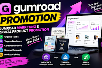 gumroad promotion, gumroad marketing digital product promotion organic traffics