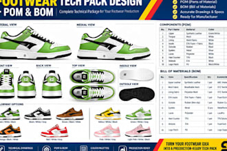 design shoe tech pack for sneaker and slipper tech pack