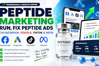 do peptide marketing, run, fix peptide ads on facebook, google, tiktok and meta