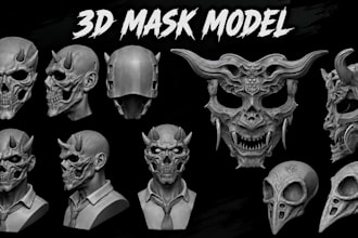 sculpt halloween 3d mask 3d cosplay helmet 3d mask model halloween cosplay model