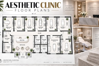 design aesthetic clinic floor plans, treatment rooms with cad layouts