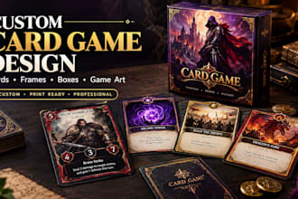 design custom board game cards, card frames, card boxes and game art