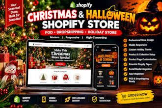 design christmas halloween shopify store for print on demand and dropship, shop