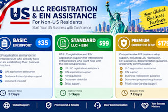 register a US llc for non US residents and assist with ein