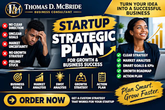 create startup strategic plan with growth roadmap market analysis business goals