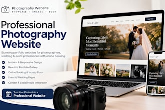 design photography website, wedding event  portfolio website with online booking